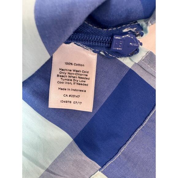 Twee Talbots Women's Ruffle Blouse Checkered Sleeveless Plaid Blue Preppy Small - Picture 6 of 6